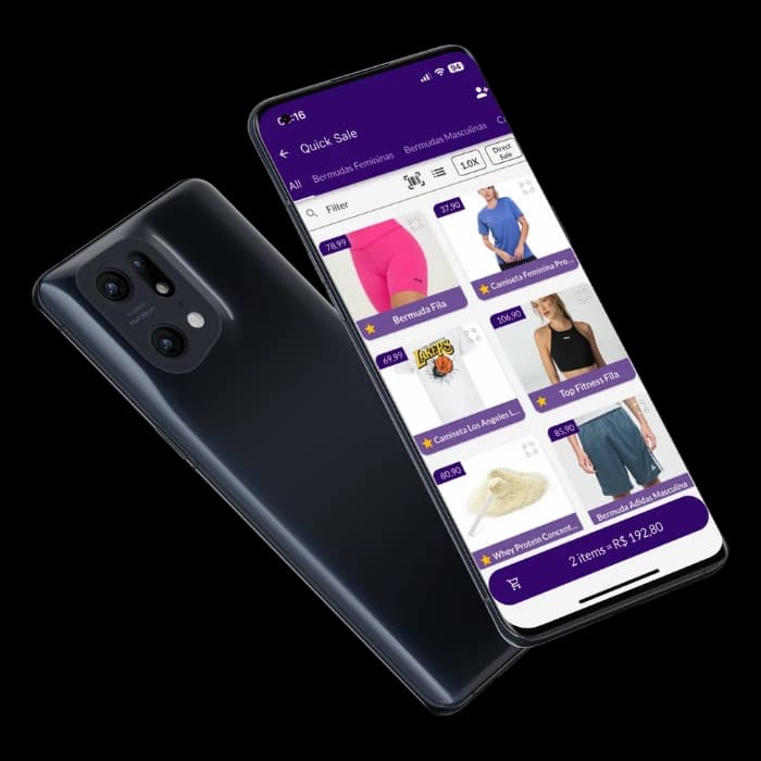 Jarbas quick sale screen displaying products to register orders via cell phone
