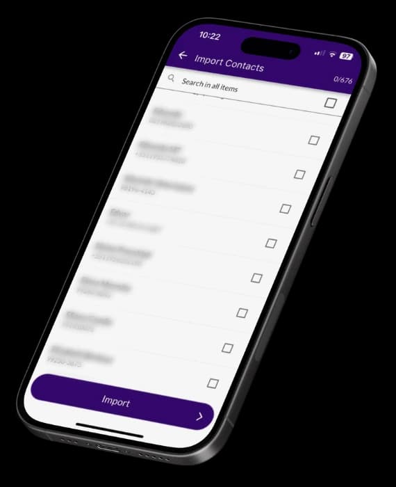 Jarbas screen to import contacts and add customers to the system