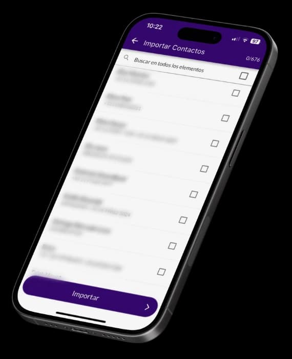 Pantalla de Jarbas para importar contactos y agregar clientes al sistema.