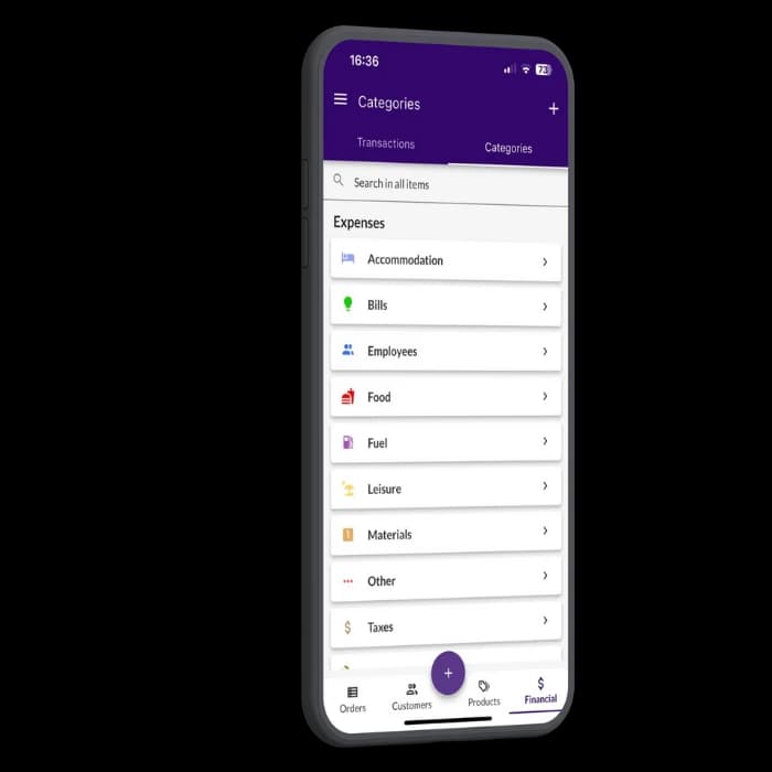 Jarbas' interface organizing accounts payable by expense categories.