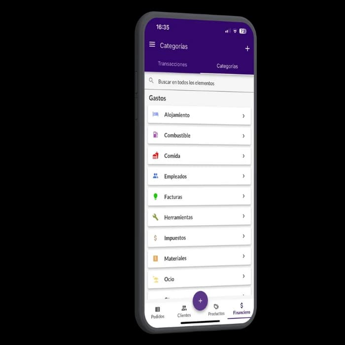 Interfaz de Jarbas organizando cuentas por pagar por categorías de gastos