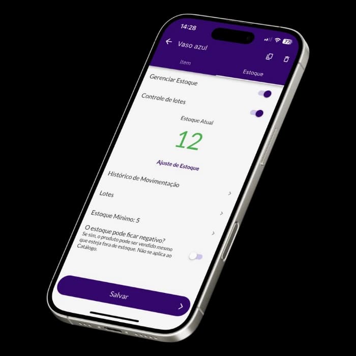Tela do Jarbas mostrando movimentações de estoque do produto Cachepot Fibra