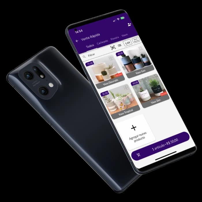 Pantalla de Jarbas mostrando productos registrados con imágenes, precios y disponibilidad de stock.