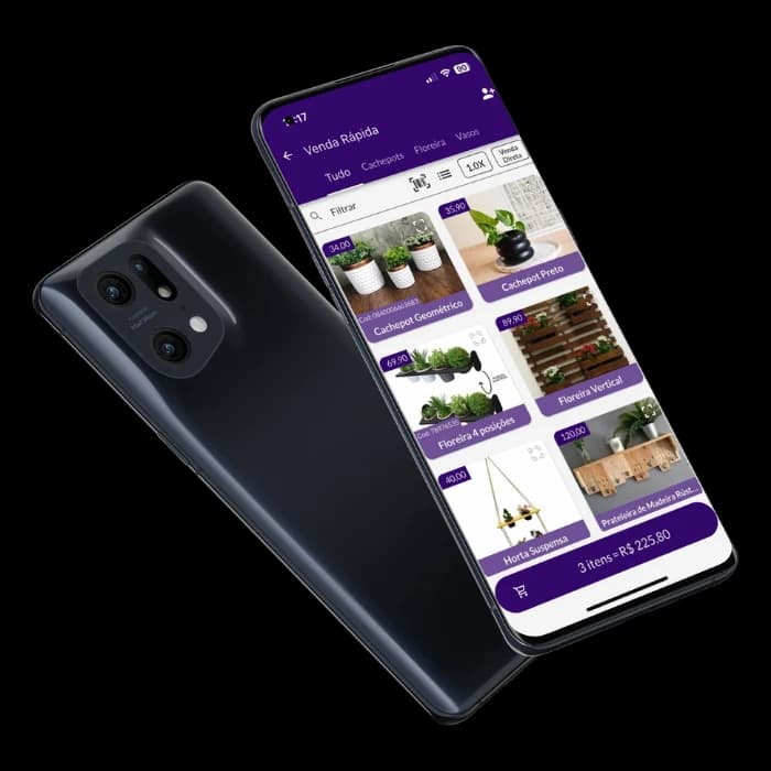Tela de venda rápida do Jarbas exibindo produtos para registrar pedidos pelo celular