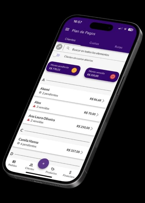 Pantalla de Jarbas mostrando clientes con cuotas pendientes y vencidas en el sistema de crédito