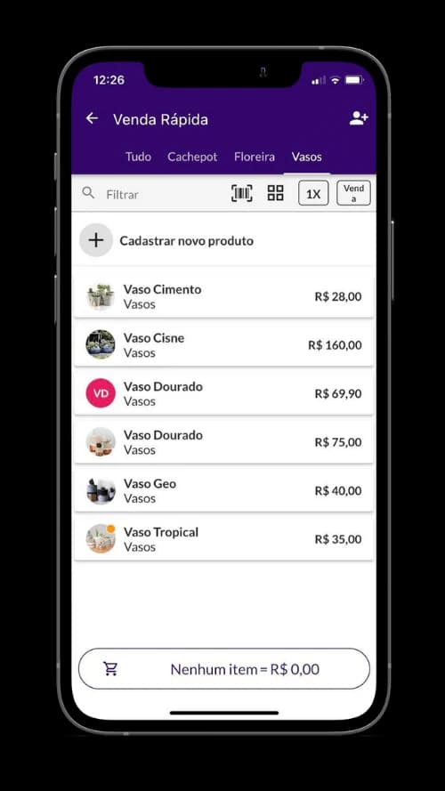 Jarbas showing Fast Sale with list of products and prices
